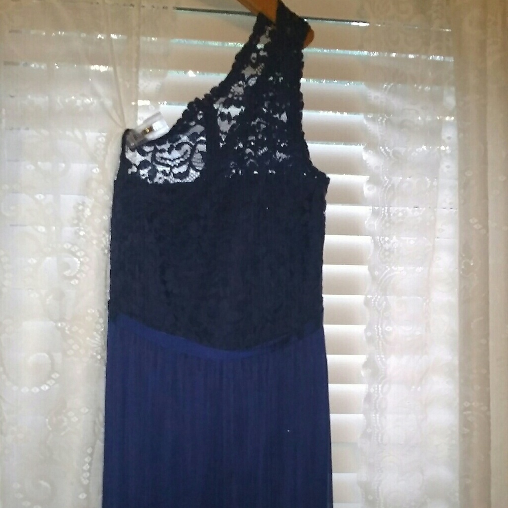 David's bridal one shoulder lace top dress